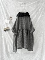 画像10: MARCHE' DE SOEUR／大きなラッフル襟のチュニック・ワッフルブラック×黒 (10)
