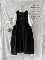 画像4: ubasoku/サイドリボンのジャンパースカート・黒 (4)