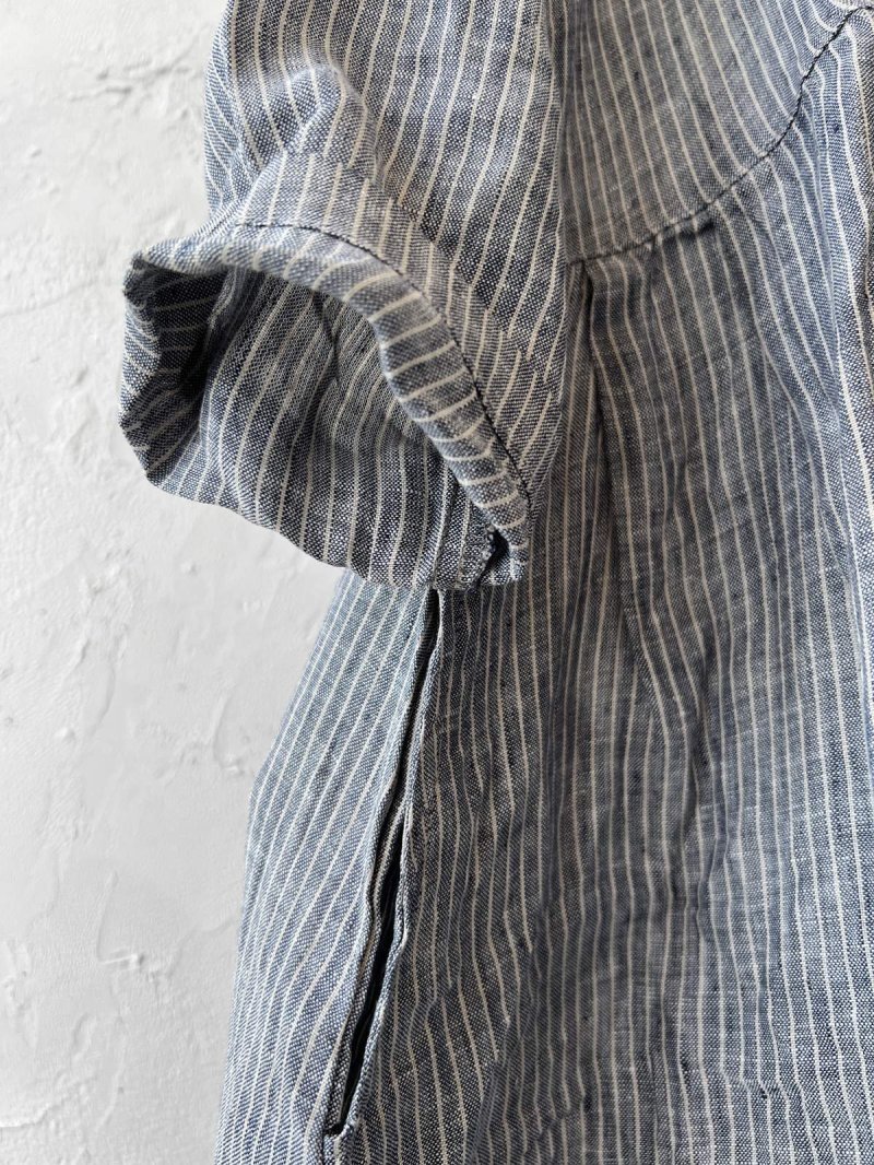 画像7: closet meii／ストライプリネンワンピース・ネイビー (7)