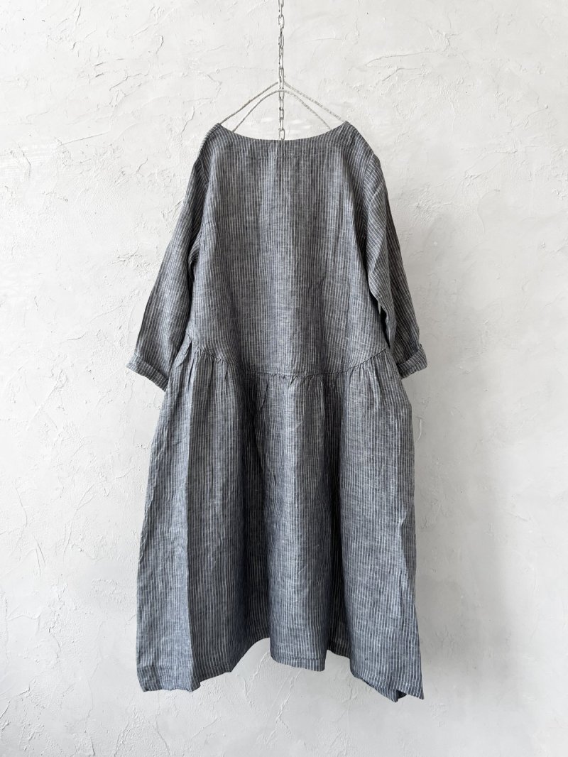 画像10: closet meii／ストライプリネンワンピース・ネイビー (10)