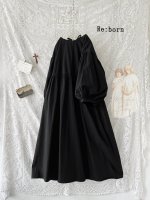 画像1: Re:born／2wayパフスリーブワンピース・ブラック (1)