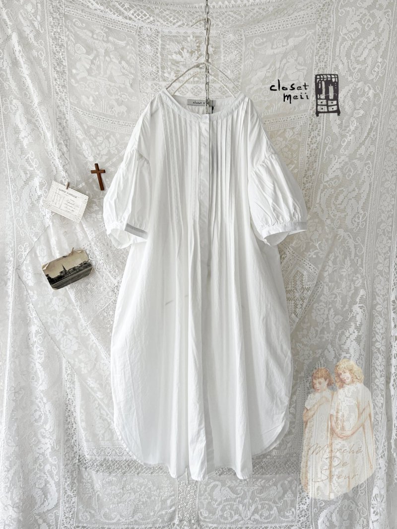 画像1: closet meii／ショートパフスリーブチュニック・オフ (1)