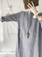 画像8: closet meii／ストライプリネンワンピース・ブラウン (8)
