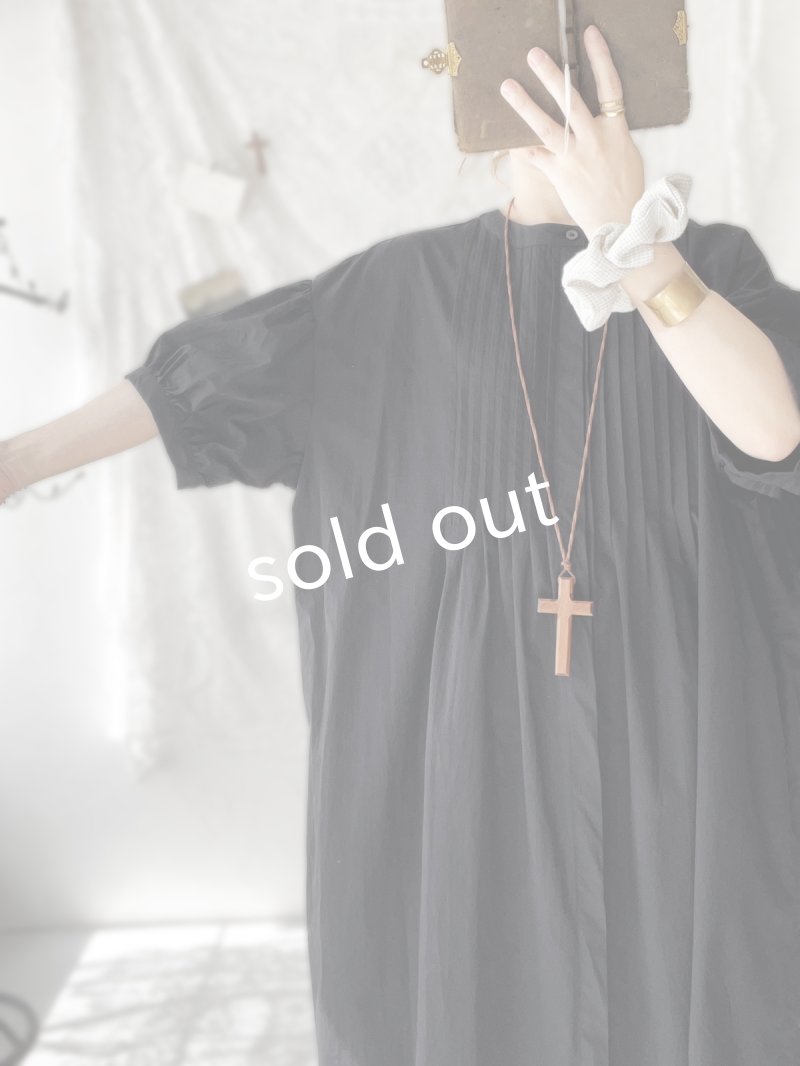 画像2: closet meii／ショートパフスリーブチュニック・ブラック (2)