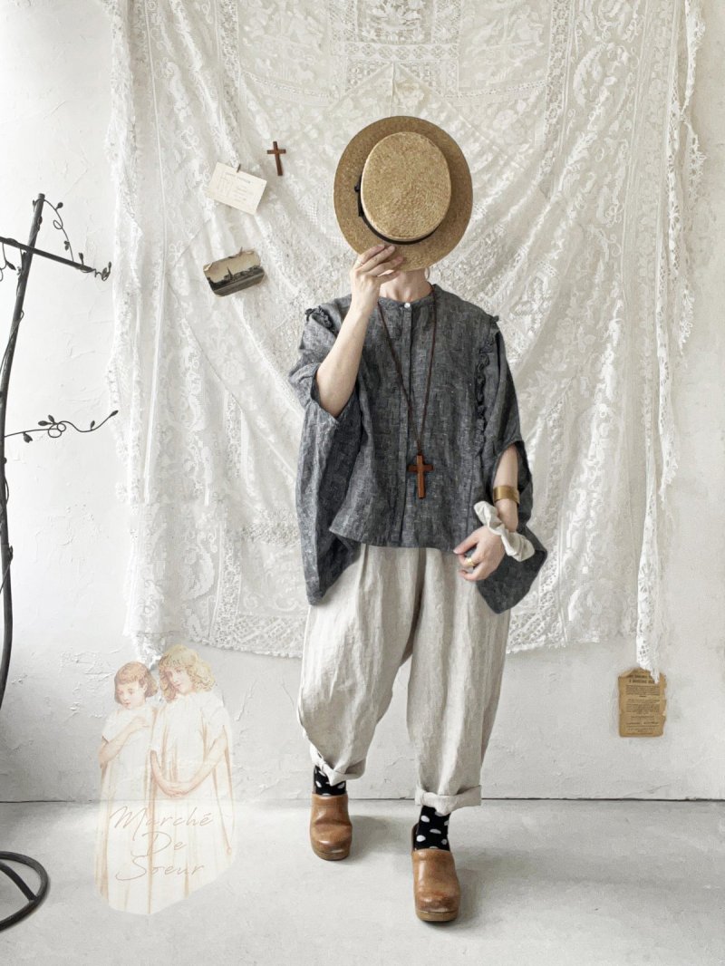 画像11: Re:born／リネンタックテーパードパンツ・ナチュラル (11)