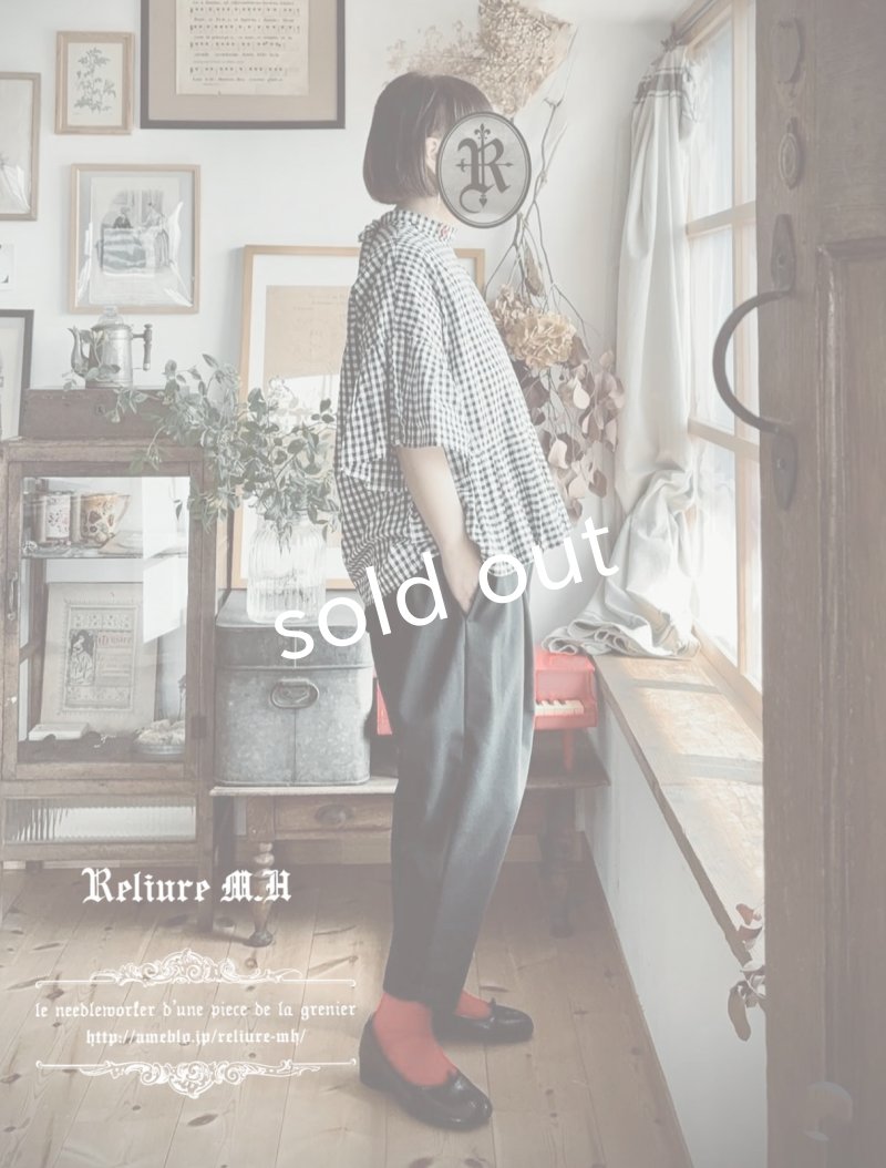 画像5: Reliure／Pleated blouse・gingham (5)