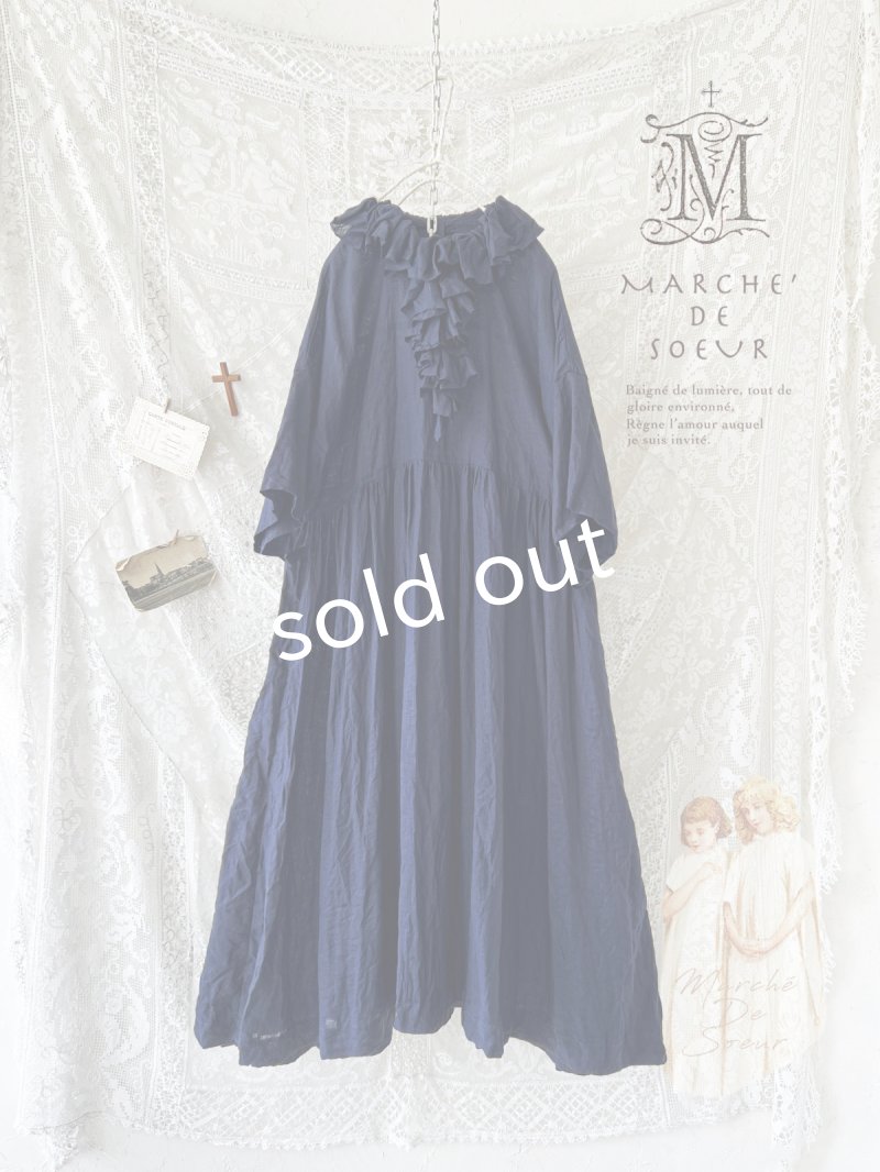 画像1: MARCHE' DE SOEUR／フローフリルワンピース・ダークネイビー (1)