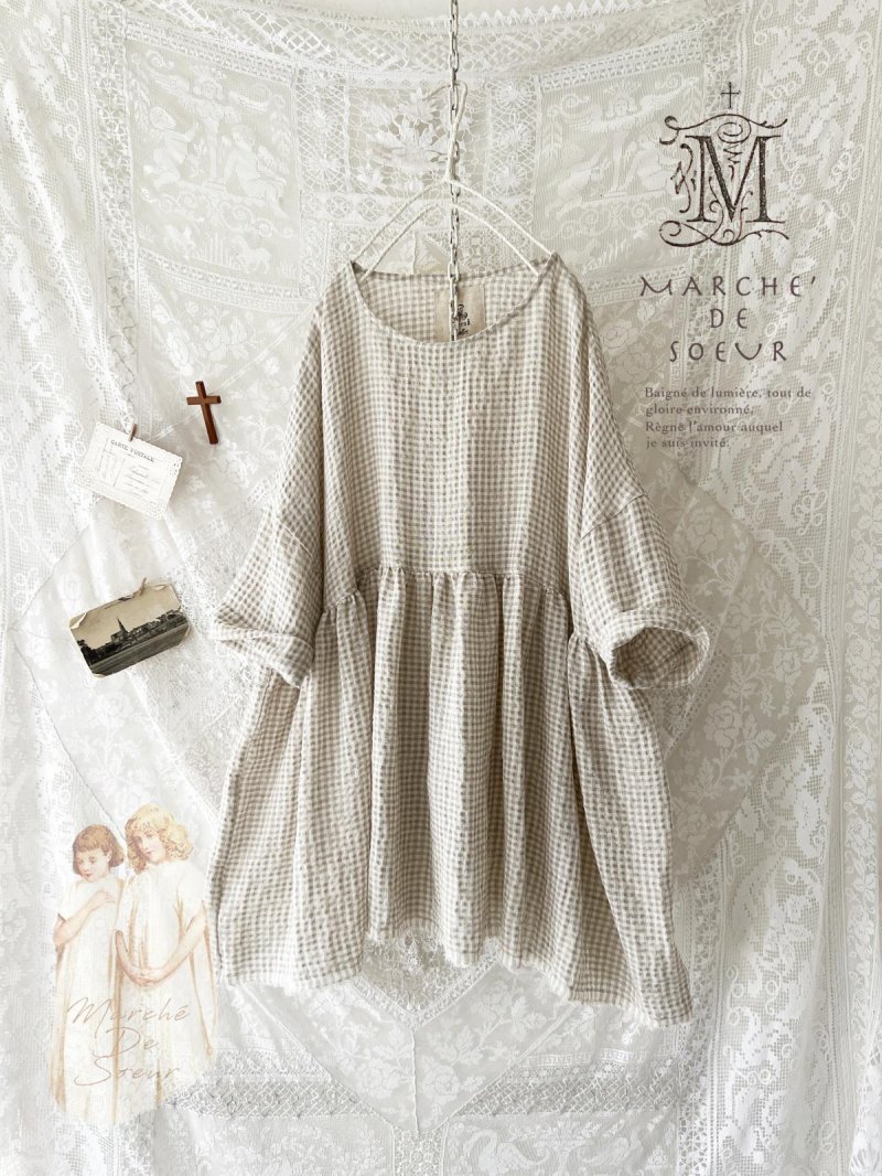 画像2: MARCHE' DE SOEUR／ギャザープルオーバー・ワッフルベージュ (2)