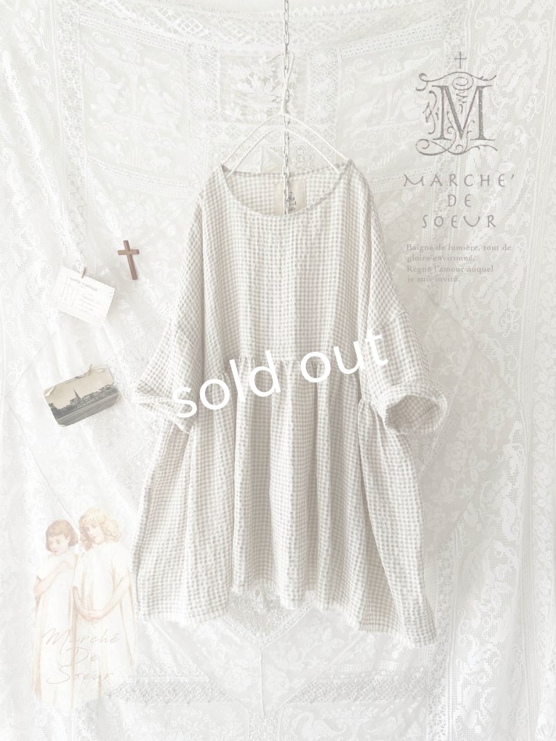 画像1: MARCHE' DE SOEUR／ギャザープルオーバー・ワッフルベージュ (1)