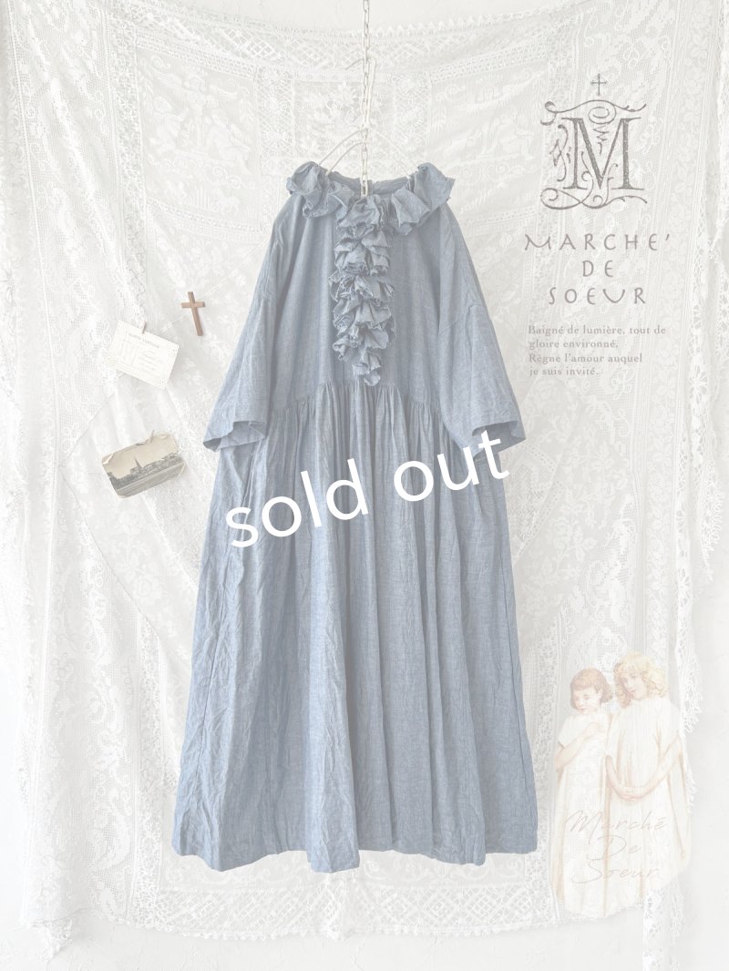 画像1: MARCHE' DE SOEUR／フローフリルワンピース・ダンガリー (1)