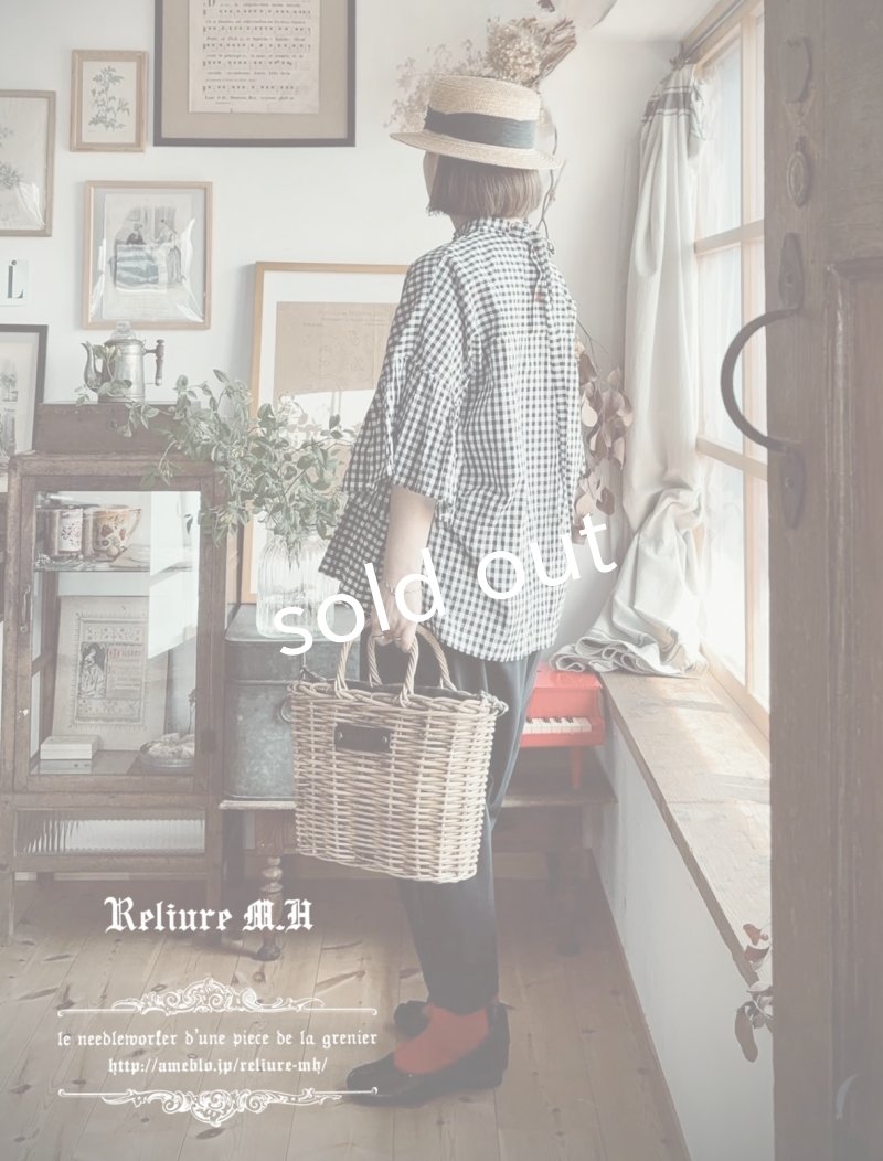 画像4: Reliure／Pleated blouse・gingham (4)