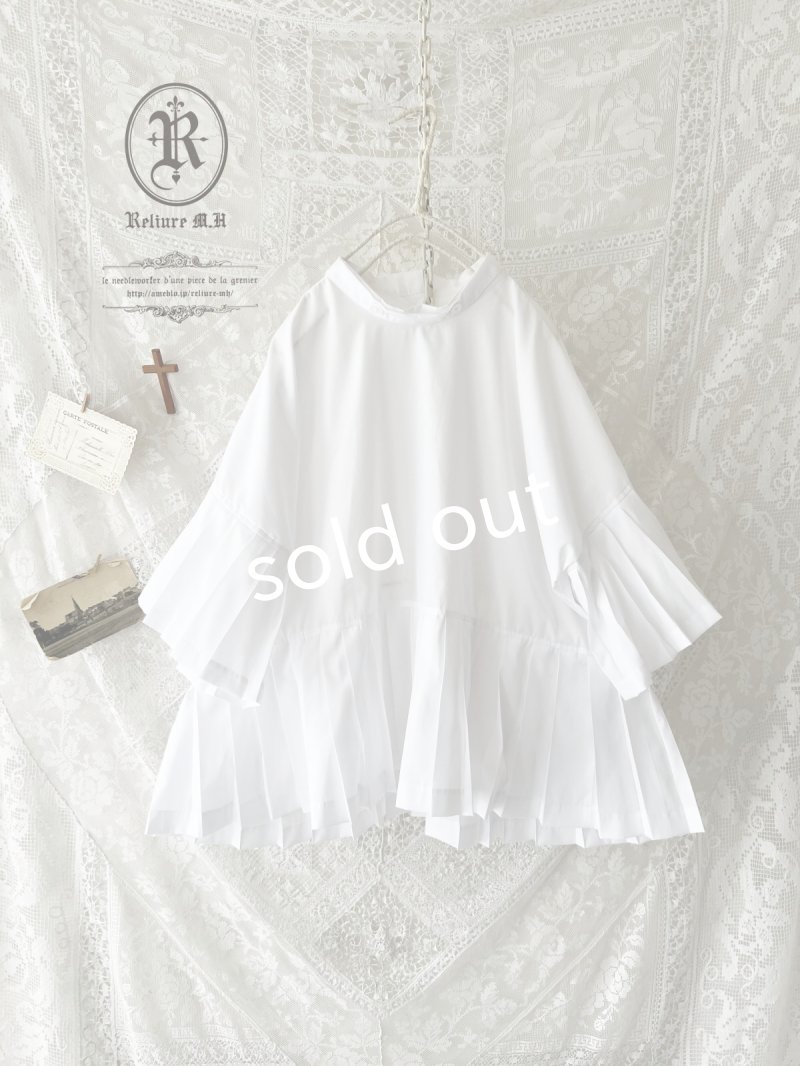 画像2: Reliure／Pleated blouse・white (2)