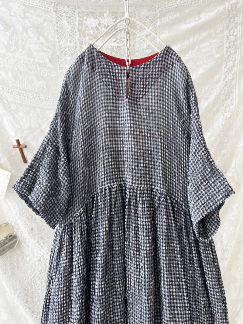 画像6: MARCHE' DE SOEUR／ギャザーワンピース・ワッフルネイビー (6)