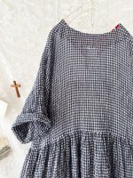 画像11: MARCHE' DE SOEUR／ギャザーワンピース・ワッフルネイビー (11)