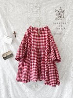画像2: MARCHE' DE SOEUR／ギャザープルオーバー・レッドギンガム (2)