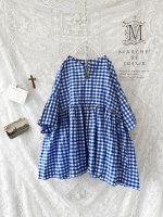 画像2: MARCHE' DE SOEUR／ギャザープルオーバー・ブルーギンガム (2)