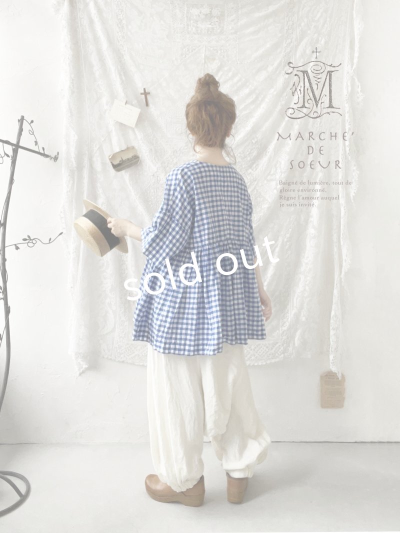 画像3: MARCHE' DE SOEUR／ギャザープルオーバー・ブルーギンガム (3)
