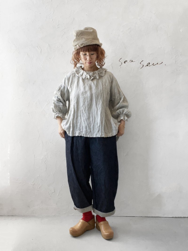 画像2: seasew.／12onz デニムコクーンパンツ・インディゴ (2)