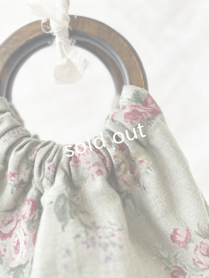 画像2: MARCHE' DE SOEUR／木の持ち手バッグ・モスグリーンローズ (2)