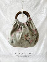 画像1: MARCHE' DE SOEUR／木の持ち手バッグ・モスグリーンローズ (1)