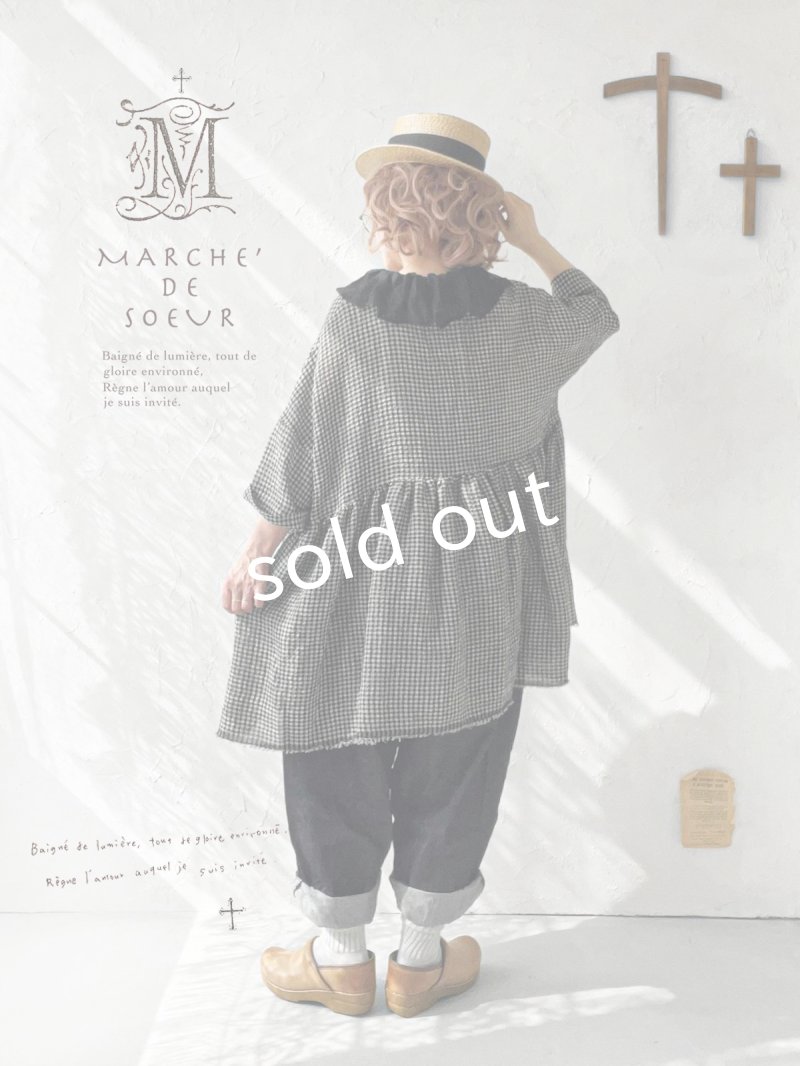 画像3: MARCHE' DE SOEUR／大きなラッフル襟のチュニック・ワッフルブラック×黒 (3)