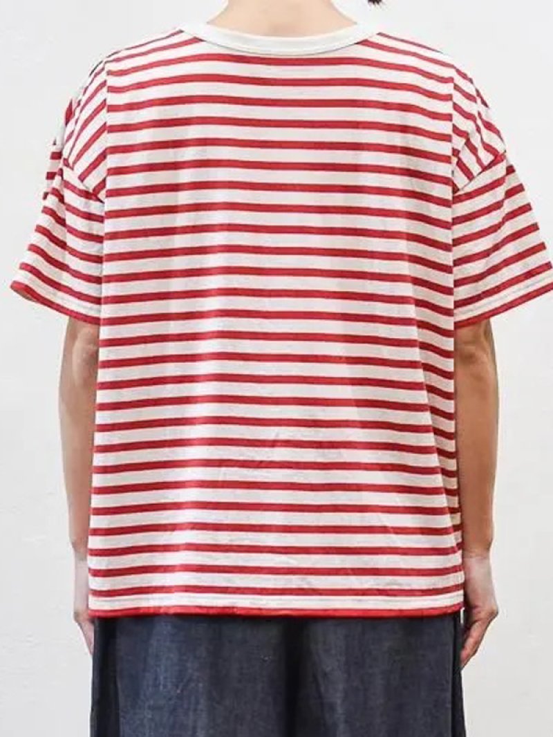 画像6: seasew.／402 ボックスポケットTシャツ・レッドボーダー (6)