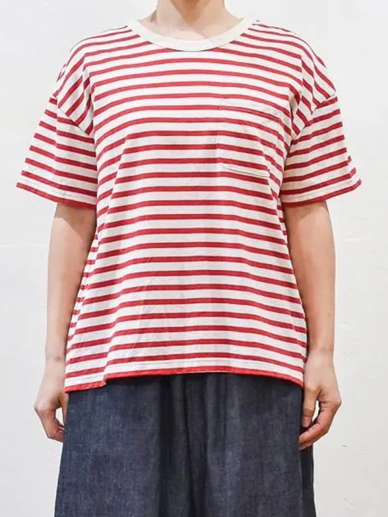 画像5: seasew.／402 ボックスポケットTシャツ・レッドボーダー (5)