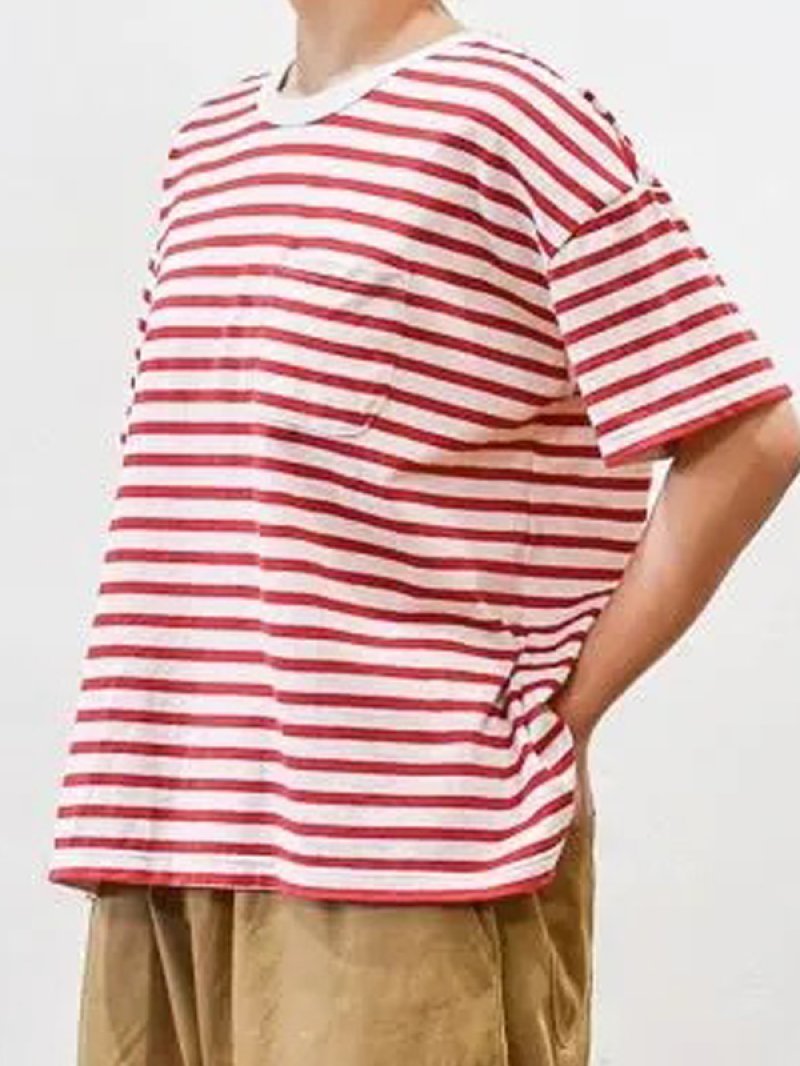 画像7: seasew.／402 ボックスポケットTシャツ・レッドボーダー (7)