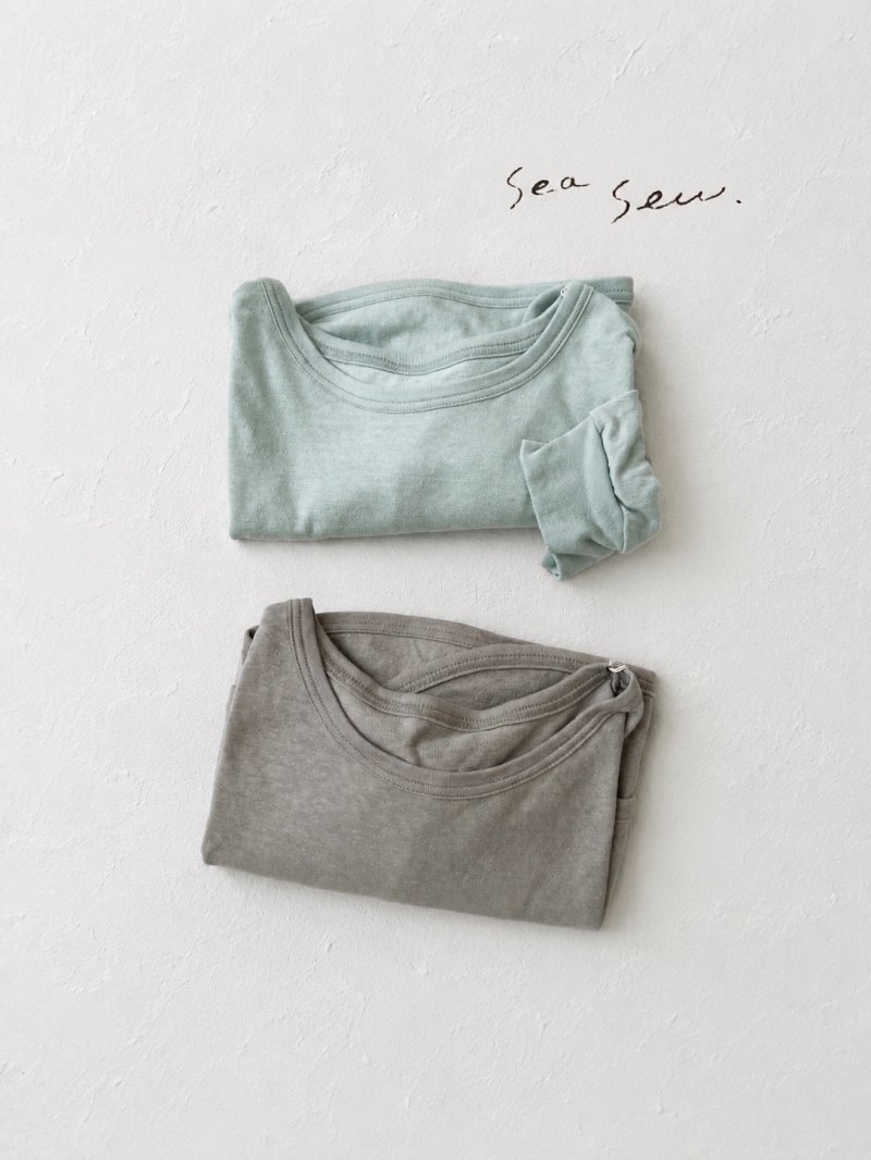 画像1: seasew.／402 ギャザースリーブTシャツ (1)