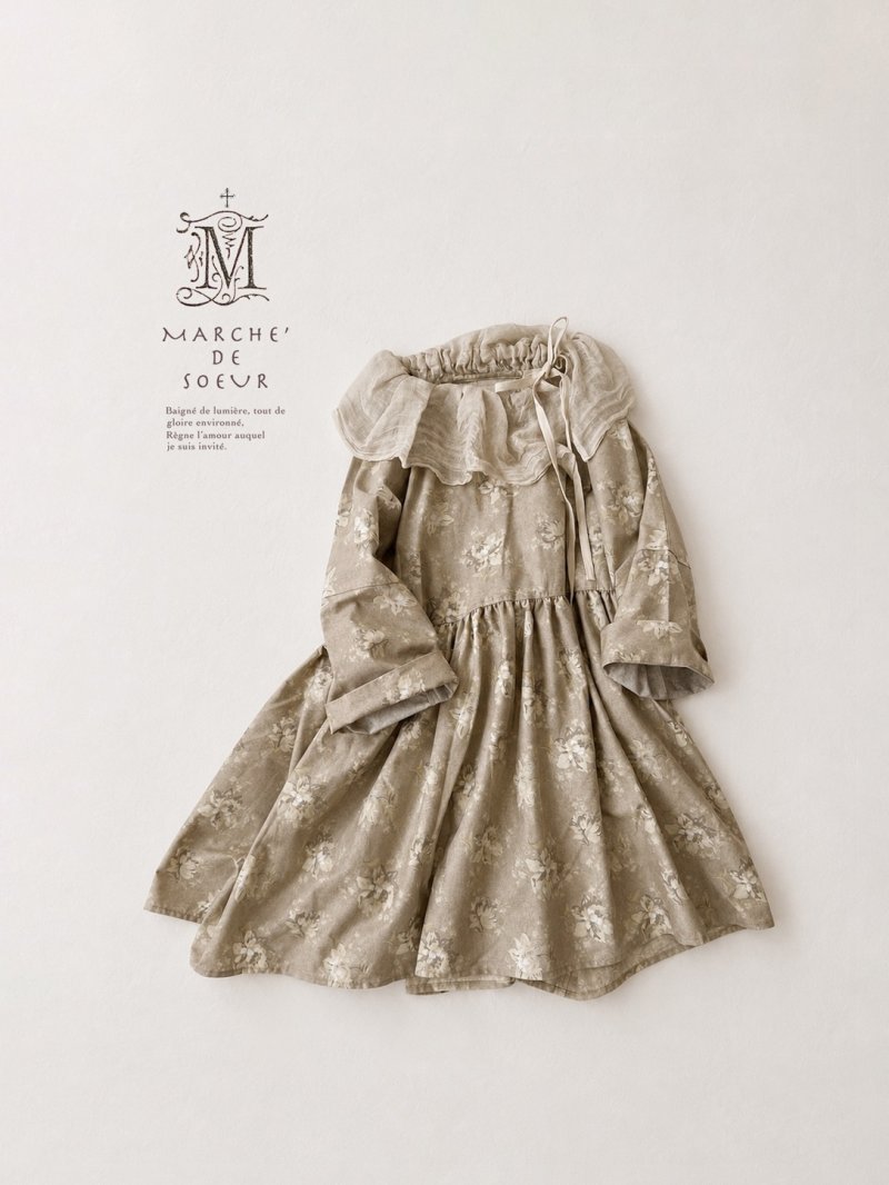 画像11: MARCHE' DE SOEUR／大きなラッフル襟のチュニック・ベージュローズ×生成り (11)
