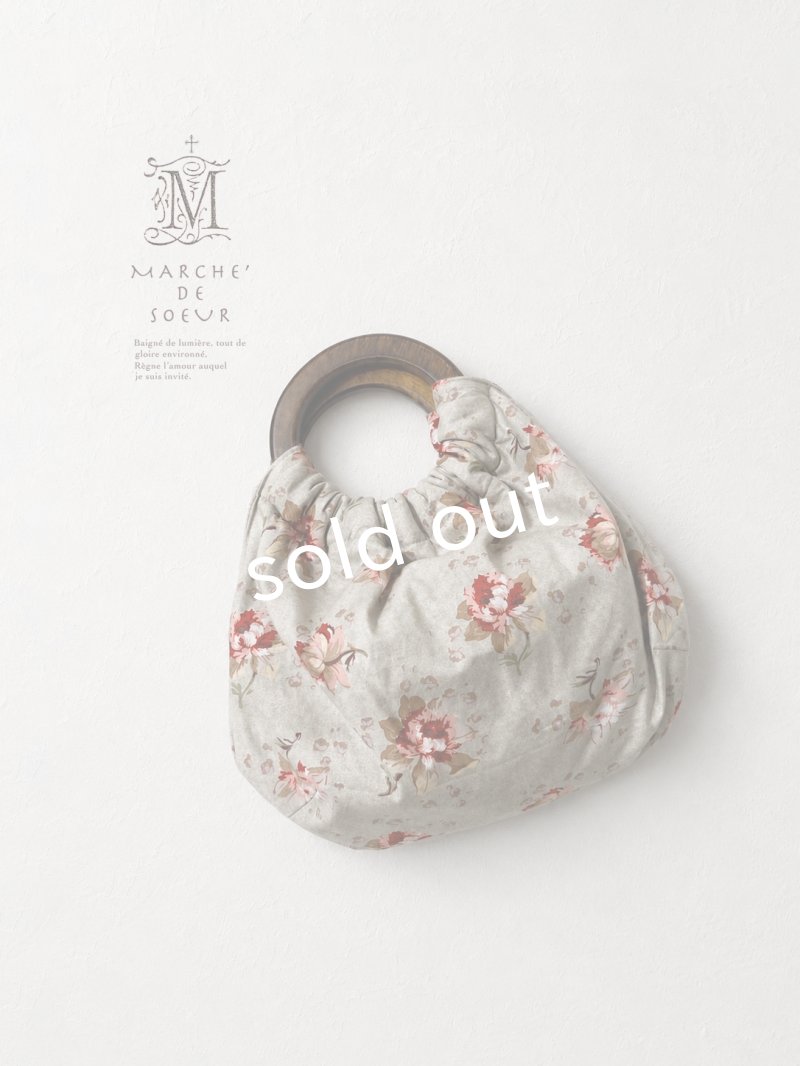 画像1: MARCHE' DE SOEUR／木の持ち手バッグ・グレージュピンクローズ (1)