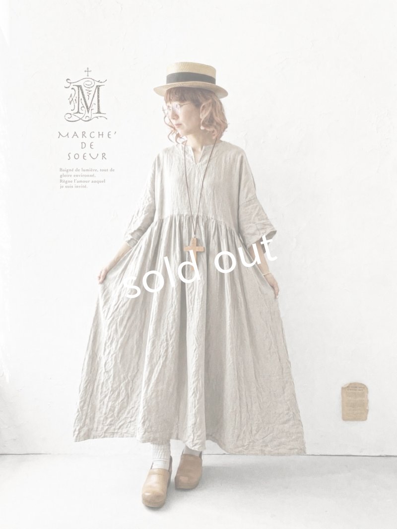 画像9: MARCHE' DE SOEUR／スキッパーギャザーワンピース・生成り (9)