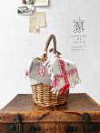 画像1: MARCHE' DE SOEUR／アンティークダマスク織リネン かごバッグ (1)