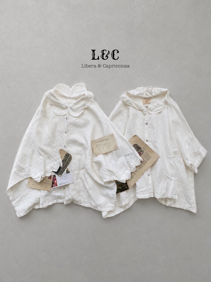 画像1: Libera&Capricciosa／ホワイトオリーブリネンブラウス (1)