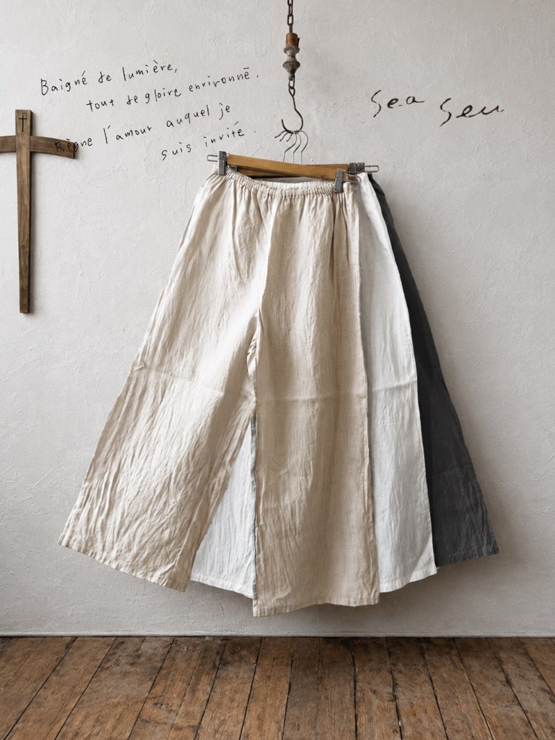 画像1: seasew.／527 ワッシャーコットンワイドペチパンツ (1)