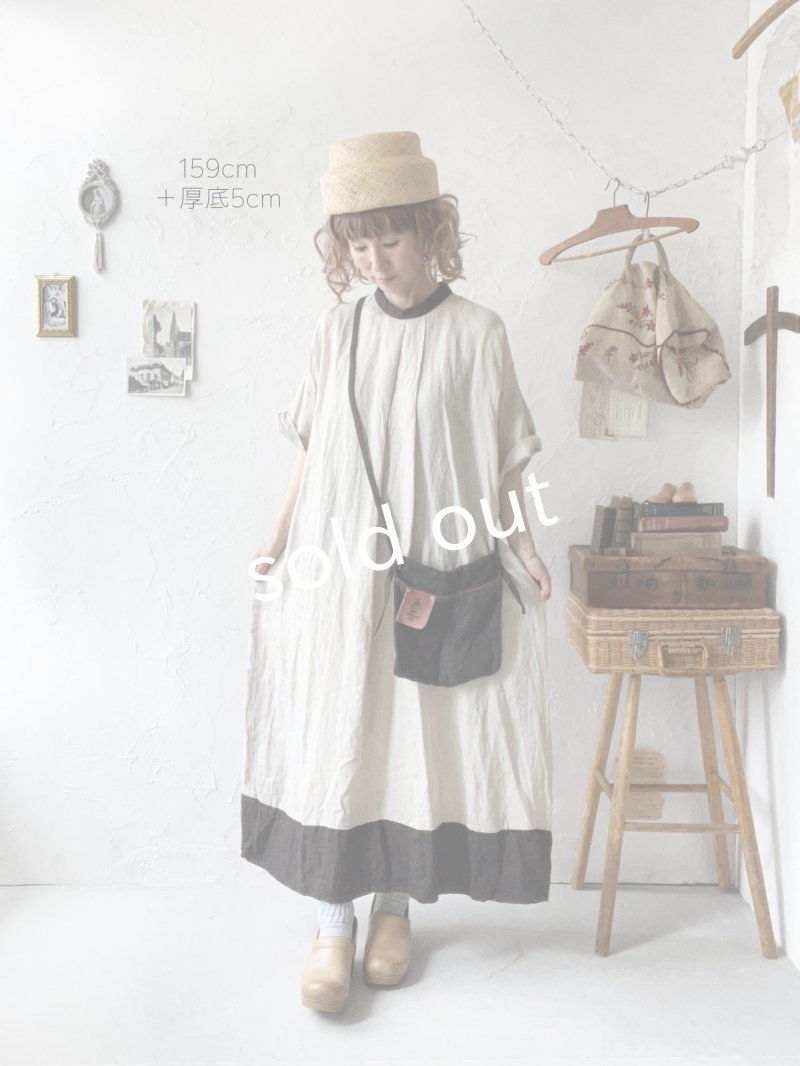 画像13: MARCHE' DE SOEUR／種蒔のワンピース・薄生成り×チョコ (13)
