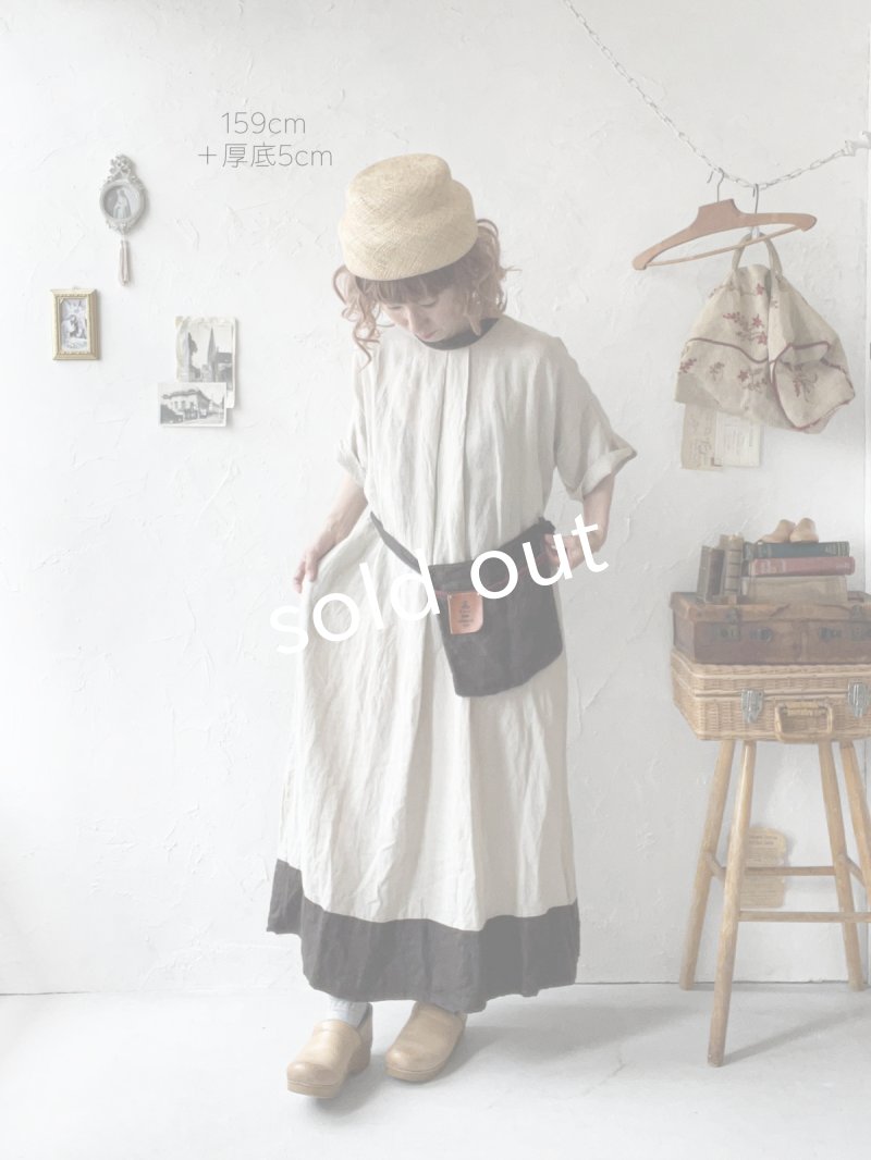 画像16: MARCHE' DE SOEUR／種蒔のワンピース・薄生成り×チョコ (16)