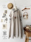 画像1: MARCHE' DE SOEUR／革タグストール付きスキッパーワンピース・フラックス (1)