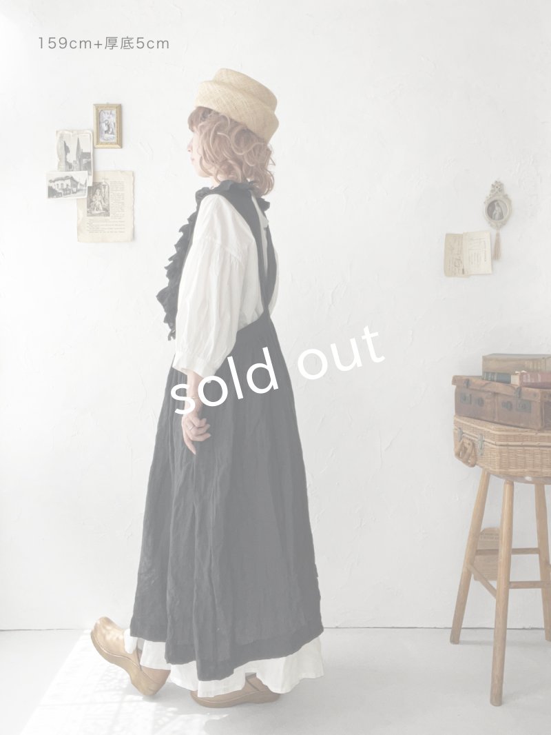 画像17: 【予約販売】MARCHE' DE SOEUR／フローフリルエプロンワンピース・黒 (17)