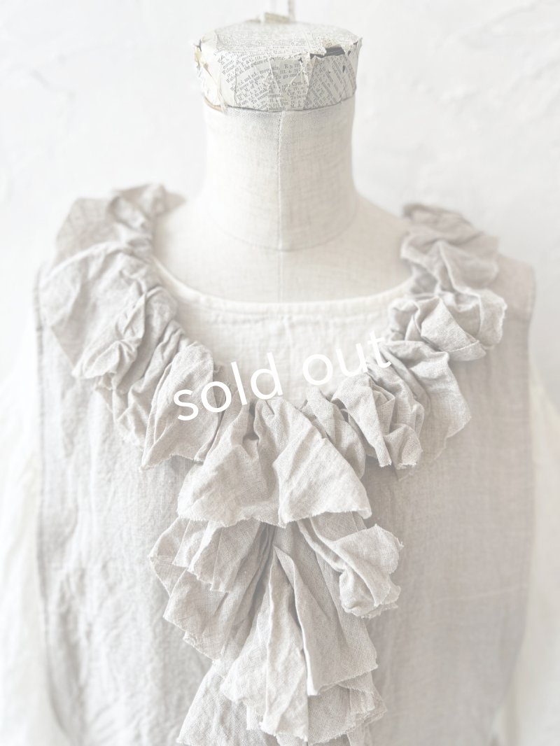 画像6: 【予約販売】MARCHE' DE SOEUR／フローフリルエプロンワンピース・生成り (6)