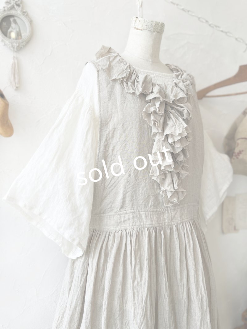 画像7: 【予約販売】MARCHE' DE SOEUR／フローフリルエプロンワンピース・生成り (7)