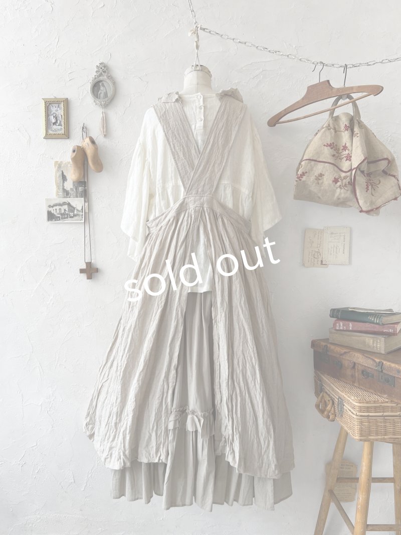 画像5: 【予約販売】MARCHE' DE SOEUR／フローフリルエプロンワンピース・生成り (5)