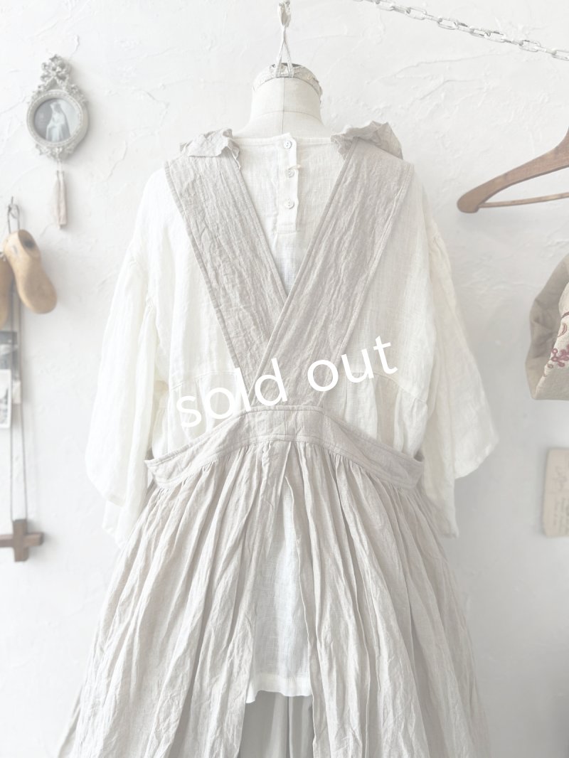 画像13: 【予約販売】MARCHE' DE SOEUR／フローフリルエプロンワンピース・生成り (13)