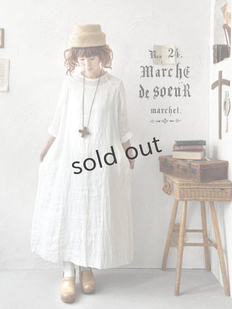 画像1: MARCHE' DE SOEUR／シンプルリネンワンピース・オフ (1)