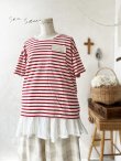 画像2: seasew.／402 ボックスポケットTシャツ・レッドボーダー (2)