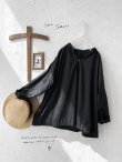 画像1: seasew.／303 オーガニックコットンスキッパーブラウス ・ブラック (1)