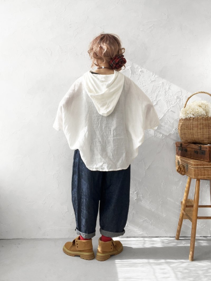画像9: Libera&Capricciosa／オリーブリネンフードプルオーバー・オフ (9)