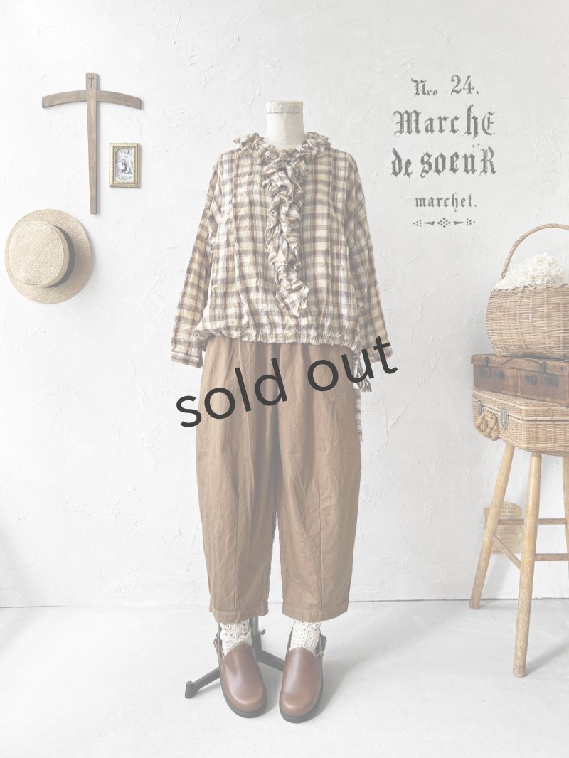 画像1: MARCHE' DE SOEUR／フローフリルの長袖プルオーバー・メープルチェック (1)