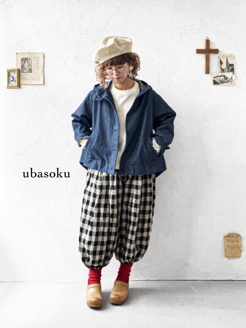 画像1: ubasoku/0152 フードデニムジャケット・インディゴ (1)