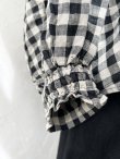 画像5: ubasoku/0107 パフ袖ギャザーブラウス・ブロックチェック (5)